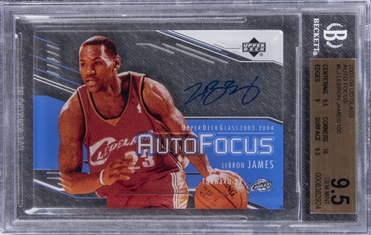 2003/04 UD Glass "Auto Focus" #LJ LeBron James Signed Card (#/100) – BGS GEM MINT 9.5/BGS 10